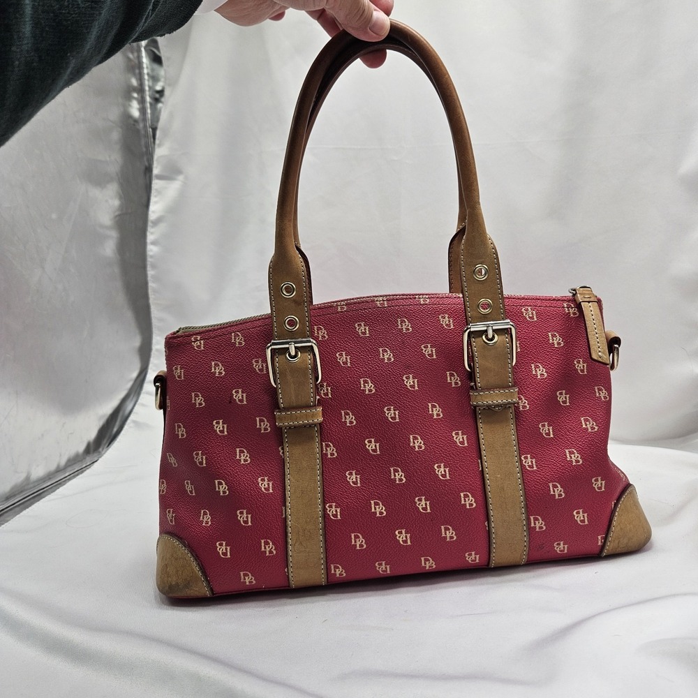 Dooney & Bourke Pink Monogram Logo Domed Satchel Handbag Double Handle Purse - Picture 2 of 16